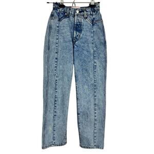 Revice Blue Acid Wash Straight Leg Jeans Womens 24 High Rise Button Fly Casual